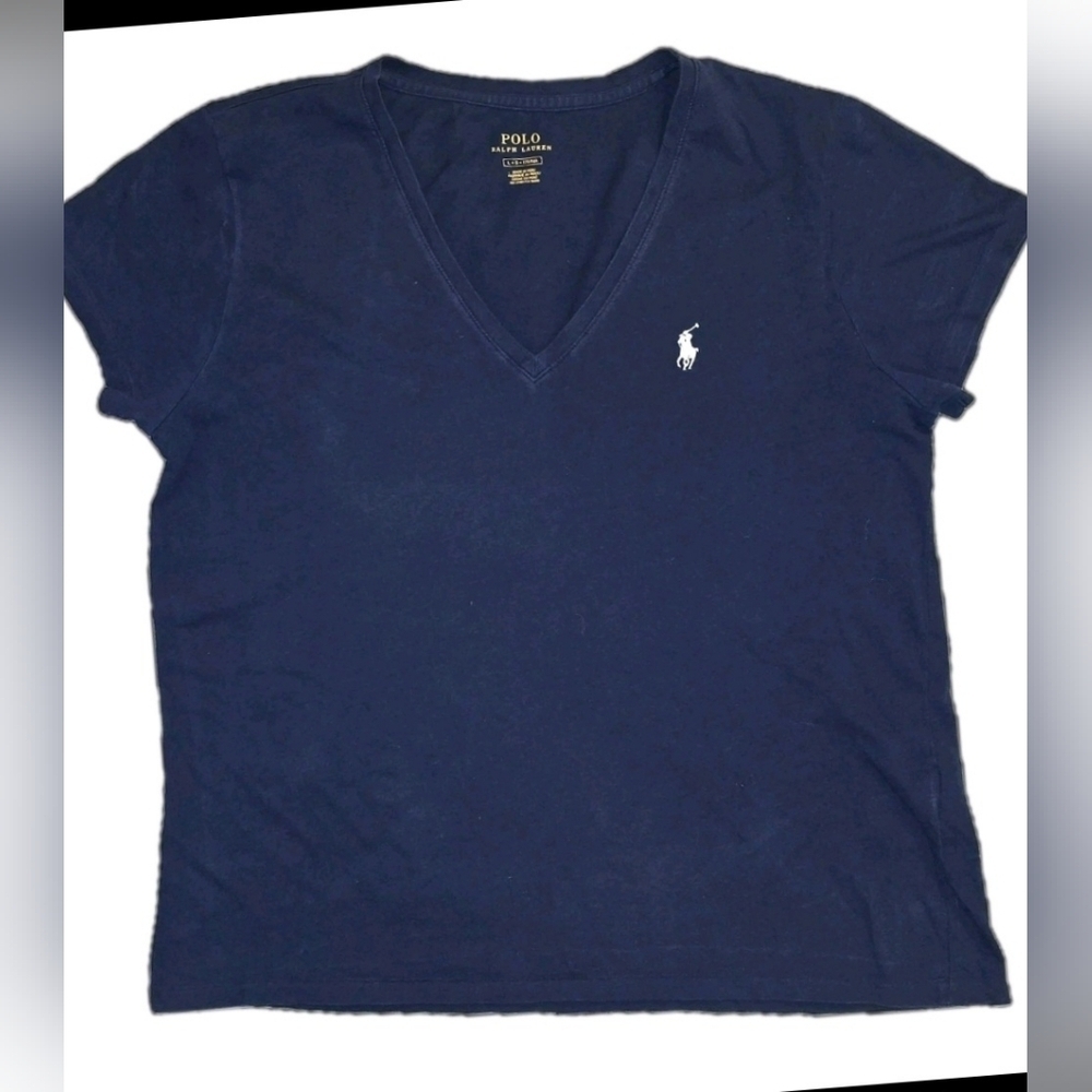 Polo Ralph Lauren V Neck T Shirt Men Large Blue Classic Pony Logo